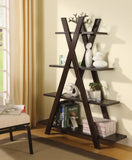 Contemporary 4-tier Crisscross Bookcase Cappuccino