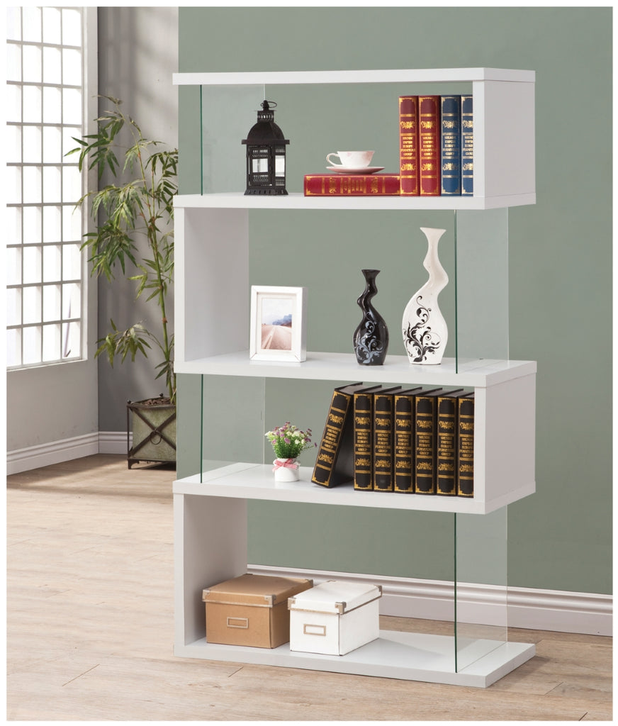 Modern 4-tier Bookcase Glossy and Clear