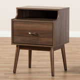 Baxton Studio Disa Mid-Century Modern Walnut Brown Finished Nightstand