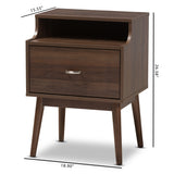 Baxton Studio Disa Mid-Century Modern Walnut Brown Finished Nightstand