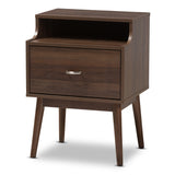 Disa Mid-Century Modern Walnut Brown Finished Nightstand