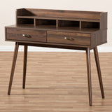 Baxton Studio Disa Mid-Century Modern Walnut Brown Finished 2-Drawer Desk