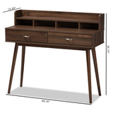 Baxton Studio Disa Mid-Century Modern Walnut Brown Finished 2-Drawer Desk