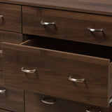 Baxton Studio Disa Mid-Century Modern Walnut Brown Finished 6-Drawer Dresser