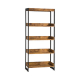 Estrella Country Rustic 4-shelf Bookcase Antique Nutmeg and Gunmetal