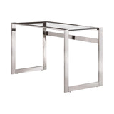 Hader Contemporary Glass Top Writing Desk Chrome