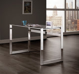 Hader Contemporary Glass Top Writing Desk Chrome