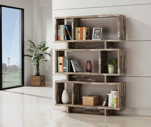 Country Rustic 3-tier Geometric Bookcase