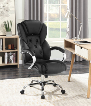 Contemporary Tufted High Back Office Chair Black and Chrome