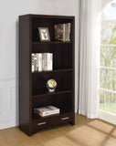 Skylar Casual 5-shelf Bookcase with Storage Drawer Cappuccino