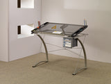 Melo Contemporary Drafting Desk with 3-drawer Champagne