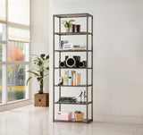 Carmelo Modern 6-shelf Bookcase Black Nickel