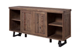 Alpine Furniture Prairie Sideboard with Wine Holder, Natural/Black 1568-06 Reclaimed Natural & Black Base Solid & Recycled Pine 72 x 18 x 36