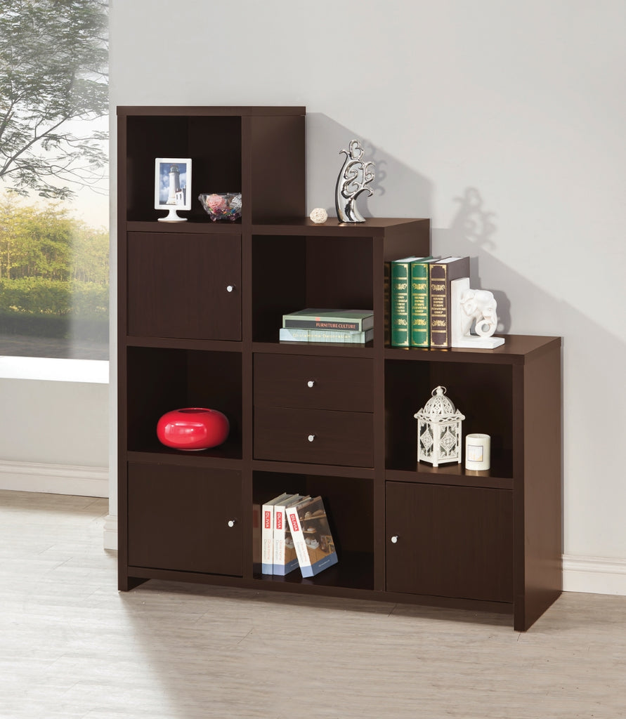Contemporary Bookcase with Cube Storage Compartments