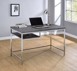 Kravitz Contemporary Rectangular Writing Desk Weathered Grey and Chrome