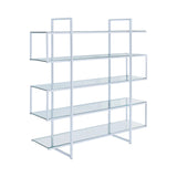 Contemporary 5-shelf Bookcase Chrome and Clear