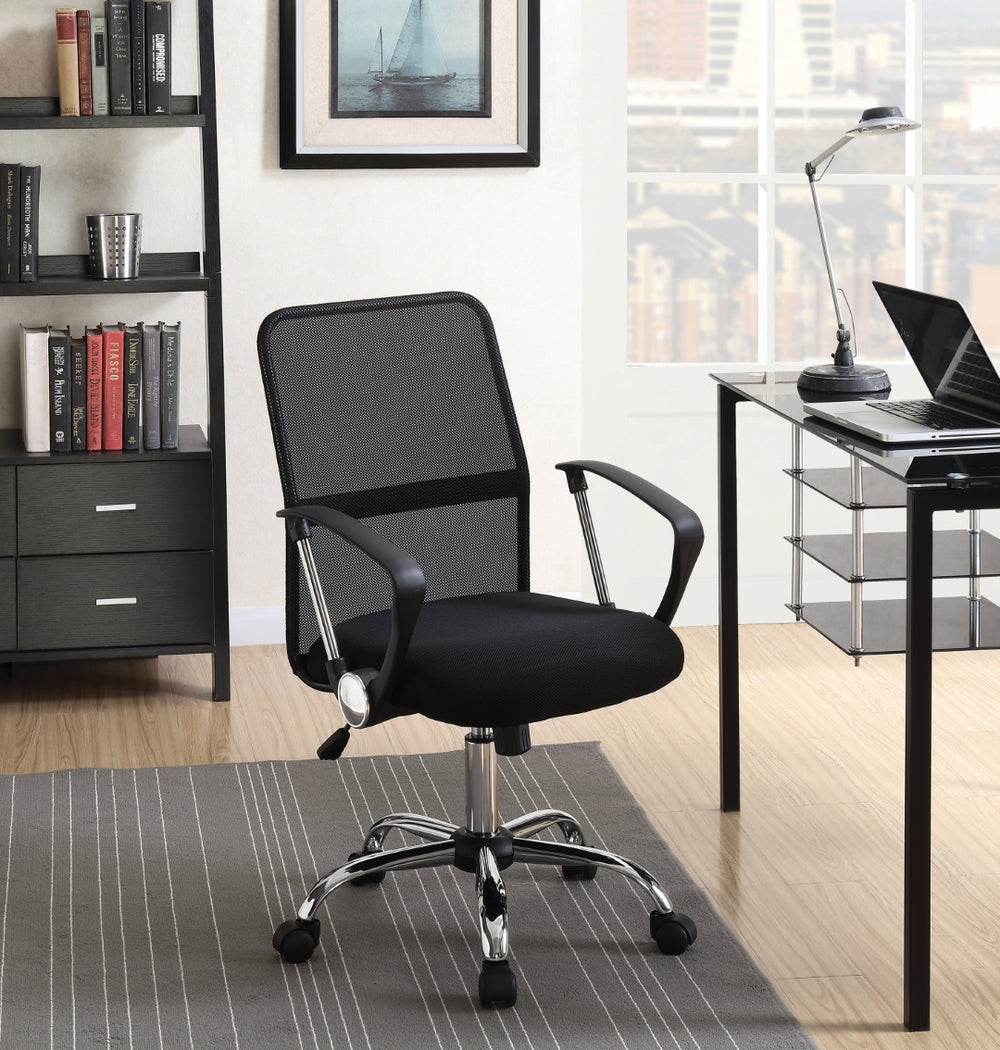 Contemporary Ergonomic Office Chair with Breathable Mesh Backrest and Chrome Accents for Comfort