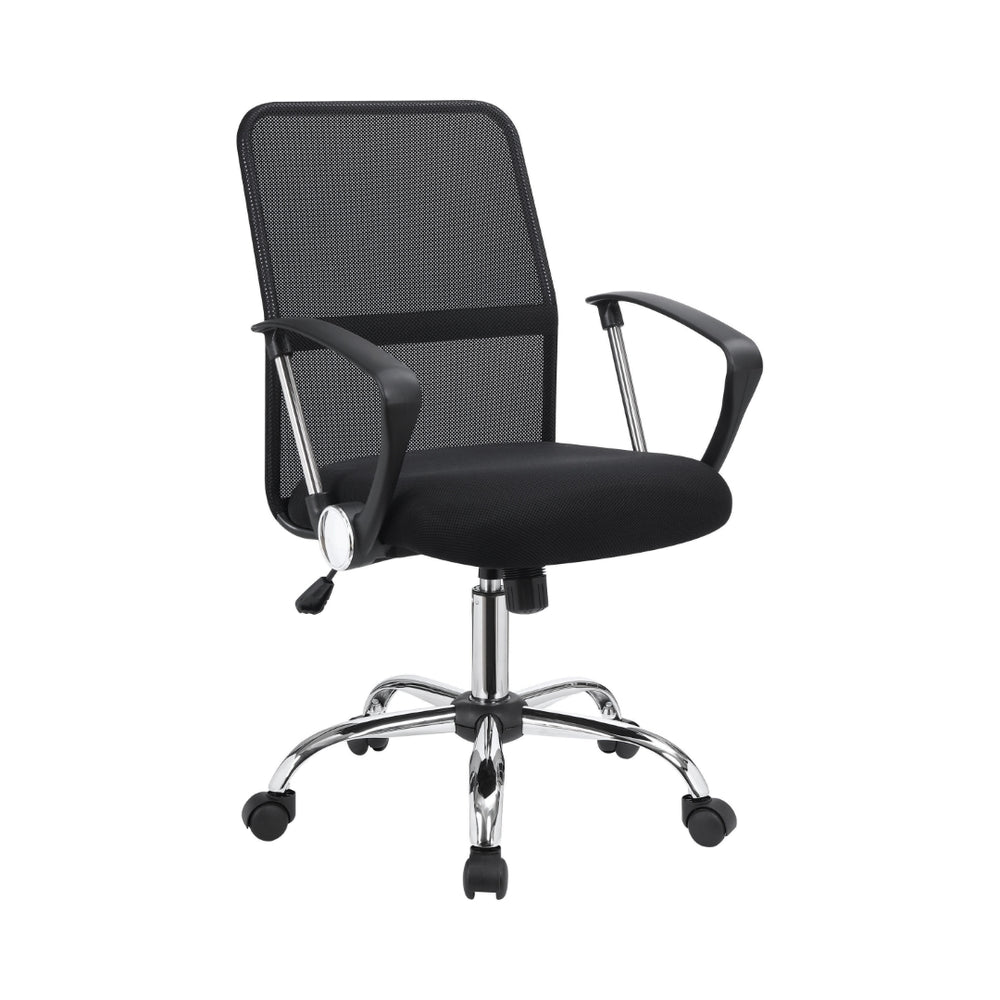 Contemporary Ergonomic Office Chair with Breathable Mesh Backrest and Chrome Accents for Comfort