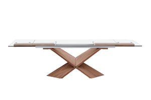 VIG Furniture Modrest Scott - Modern Walnut and Glass Extendable 70.5"/106" Dining Table VGNS-GD8782X-W