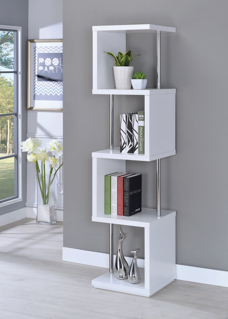 Contemporary 4-shelf Bookcase and Chrome