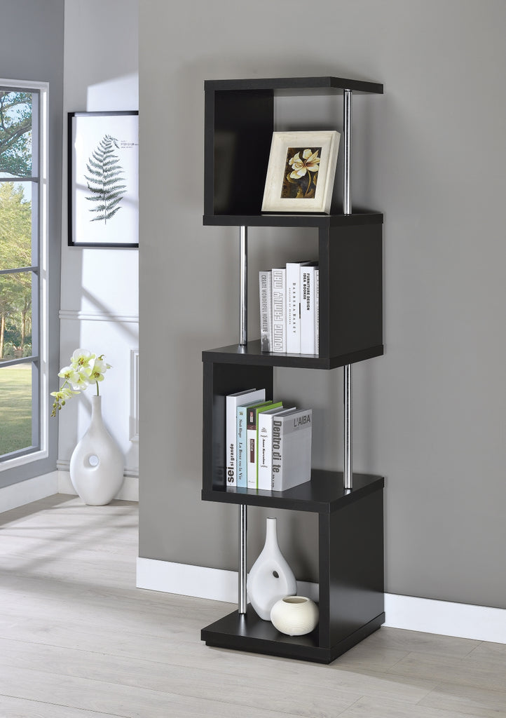 Contemporary 4-shelf Bookcase and Chrome