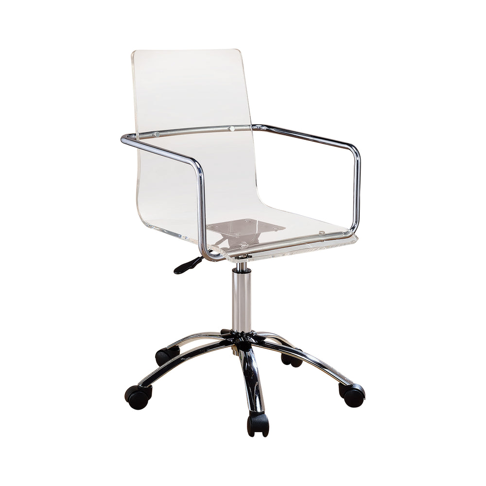 Amaturo Modern Office Chair with Clear Acrylic Seat, Chrome Base & Rolling Casters for Easy Mobility