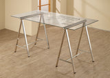 Patton Contemporary World Map Writing Desk Nickel and Printed Clear