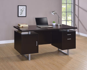 Glavan Contemporary Rectangular Storage Office Desk Cappuccino