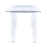 Amaturo Contemporary Writing Desk with Glass Top Clear