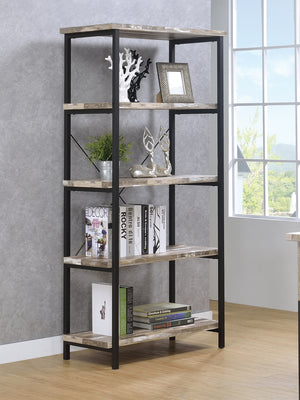 Skelton Country Rustic 4-shelf Bookcase Salvaged Cabin and Black