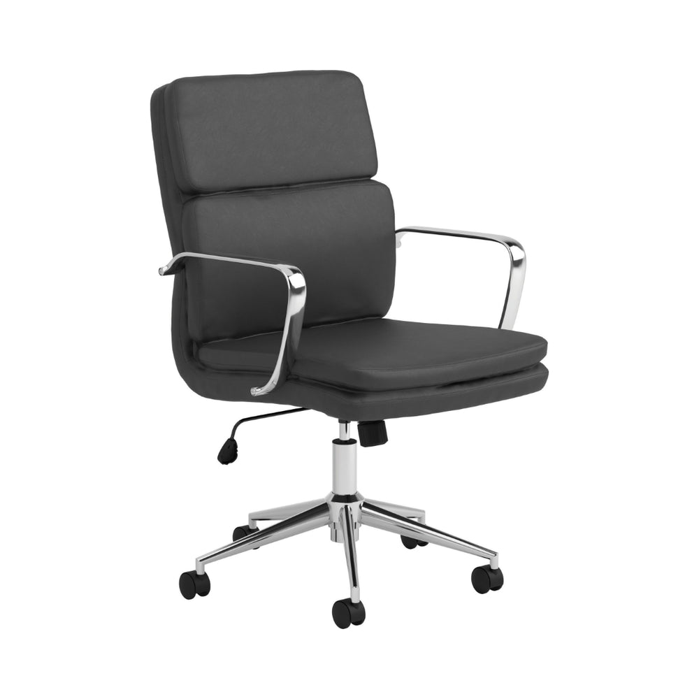 Contemporary Office Chair - Stylish Upholstered Design with Chrome Finish, Height Adjustable Comfort