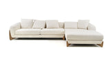 VIG Furniture Modrest Fleury - Contemporary Cream Fabric and Walnut RAF Sectional Sofa VGCS-21073-S-CW-RAF