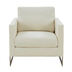 VIG Furniture Modrest Prince - Contemporary Off White Fabric and Silver Accent Chair VGRH-RHS-AC-255-SW