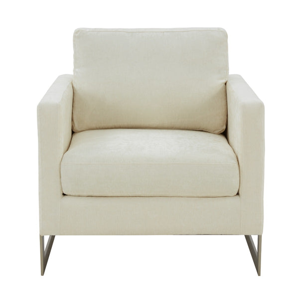 VIG Furniture Modrest Prince - Contemporary Off White Fabric and Silver Accent Chair VGRH-RHS-AC-255-SW