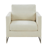 VIG Furniture Modrest Prince - Contemporary Off White Fabric and Silver Accent Chair VGRH-RHS-AC-255-SW