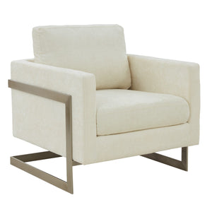 VIG Furniture Modrest Prince - Contemporary Off White Fabric and Silver Accent Chair VGRH-RHS-AC-255-SW