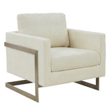 Modrest Prince - Contemporary Off White Fabric and Silver Accent Chair