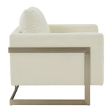 VIG Furniture Modrest Prince - Contemporary Off White Fabric and Silver Accent Chair VGRH-RHS-AC-255-SW