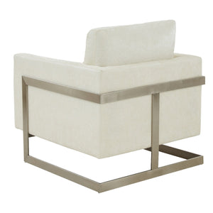 VIG Furniture Modrest Prince - Contemporary Off White Fabric and Silver Accent Chair VGRH-RHS-AC-255-SW