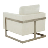 VIG Furniture Modrest Prince - Contemporary Off White Fabric and Silver Accent Chair VGRH-RHS-AC-255-SW