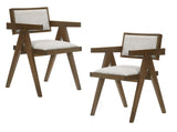 VIG Furniture Modrest Fern - Modern Walnut and Beige Dining Chair Set of 2 VGMA-MI-1116-WB