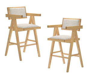 VIG Furniture Modrest Fern - Modern Natural and Beige Counter Stool Set of 2 VGMA-MI-1116-BC-NB