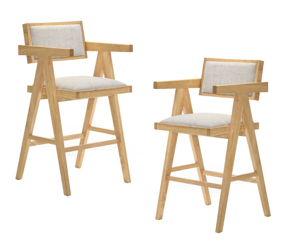 VIG Furniture Modrest Fern - Modern Natural and Beige Counter Stool Set of 2 VGMA-MI-1116-BC-NB
