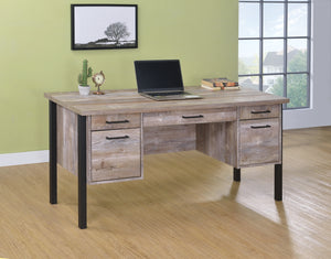 Samson Country Rustic 4-drawer Office Desk Weathered Oak