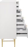 Modernist Engineered Wood / Stainless Steel Contemporary White Gloss Chest - 36" W x 17" D x 50" H