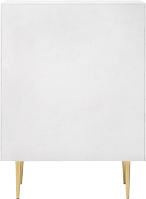 Modernist Engineered Wood / Stainless Steel Contemporary White Gloss Chest - 36" W x 17" D x 50" H