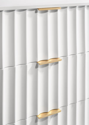 Modernist Engineered Wood / Stainless Steel Contemporary White Gloss Chest - 36" W x 17" D x 50" H