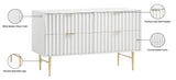 Modernist Engineered Wood / Stainless Steel Contemporary White Gloss Dresser - 60" W x 17" D x 32" H