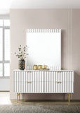 Modernist Engineered Wood / Stainless Steel Contemporary White Gloss Dresser - 60" W x 17" D x 32" H