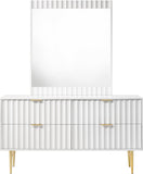 Modernist Engineered Wood / Stainless Steel Contemporary White Gloss Dresser - 60" W x 17" D x 32" H